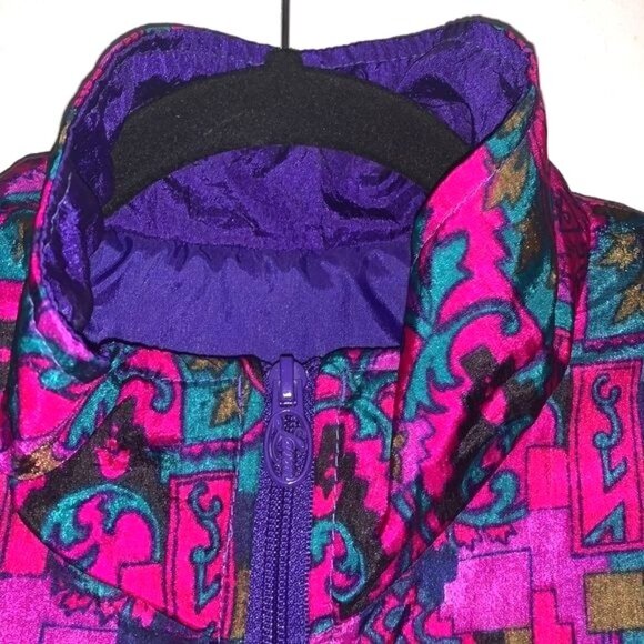 Lavon Petites Retro Tracksuit Jacket & Pants Nylon PM Purple & Multicolor - Picture 3 of 14